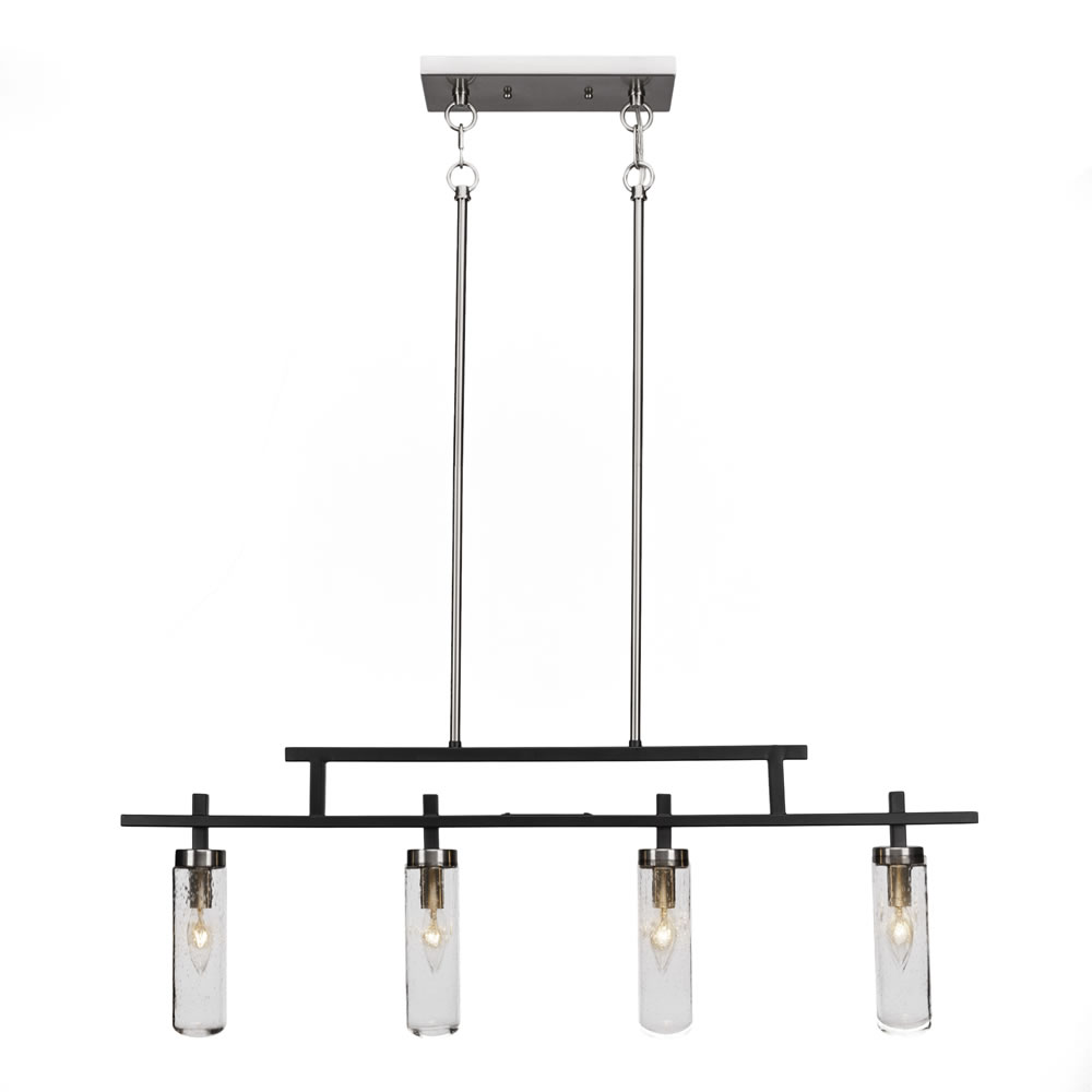 Salinda 4 Light Bar Shown In Matte Black & Brushed Nickel Finish With 2.5” Clear Bubble Glass
