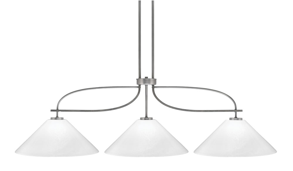 Monterey 3 Light Bar Shown In Graphite & Painted Distressed Wood-look Metal Finish With 16 White Marble Glass