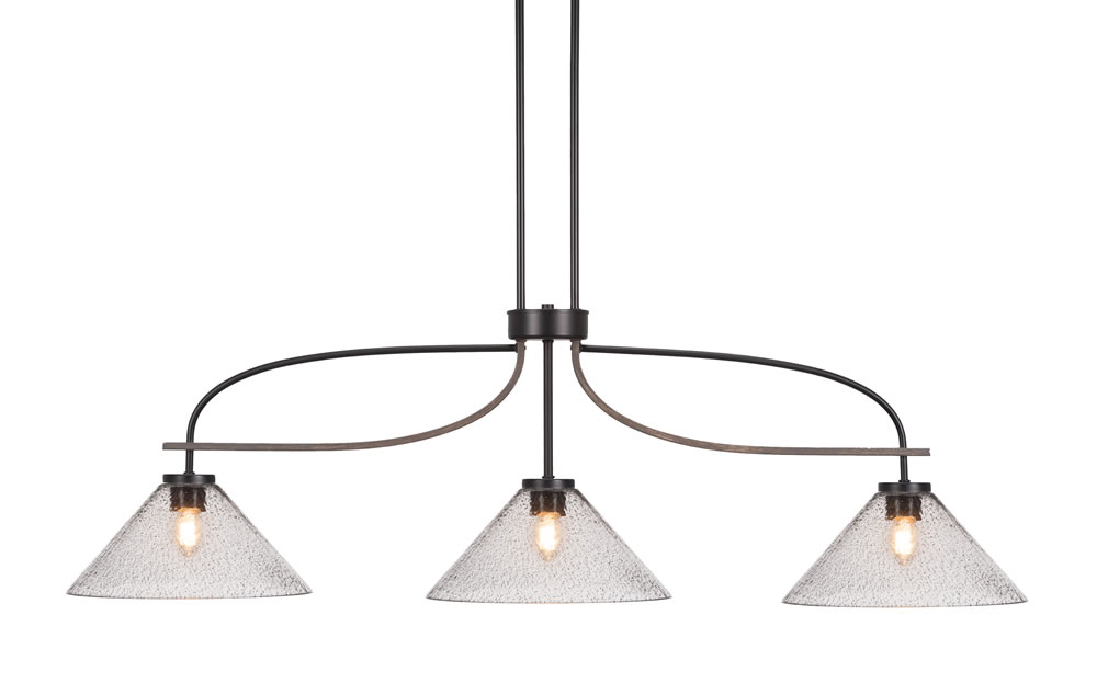 Monterey 3 Light Bar Shown In Matte Black & Painted Distressed Wood-look Metal Finish With 12 Smoke Bubble Glass