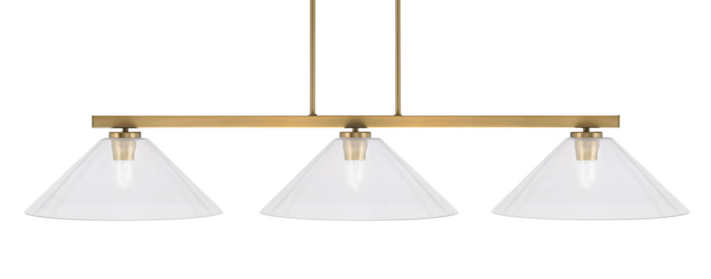 Atlas 3 Light Bar In New Age Brass Finish With 16" Clear Bubble Glass