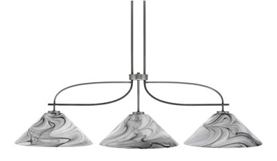 Monterey 3 Light Bar Shown In Graphite & Painted Distressed Wood-look Metal Finish With 16" Onyx Swirl Glass