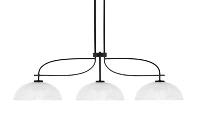 Monterey 3 Light Bar, Matte Black & Painted Distressed Wood-Look Metal Finish, 13" Clear Ribbed Glass