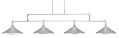 Vintage 4 Light Bar Shown In Aged Sliver Finish With 14” Aged Silver Cone Metal Shades