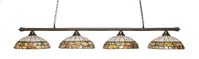 Oxford 4 Light Bar Shown In Bronze Finish With 16" Cobblestone Art Glass