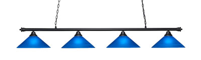 Oxford 4 Light Bar Shown In Matte Black Finish With 16" Blue Italian Glass