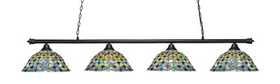 Oxford 4 Light Bar Shown In Matte Black Finish With 16" Crescent Art Glass