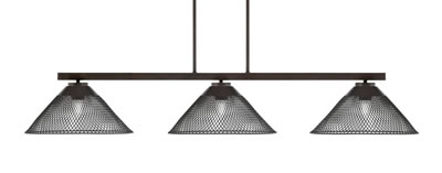 Atlas 3 Light Bar In Dark Granite Finish With 14" Dark Granite Cone Mesh Metal Shades