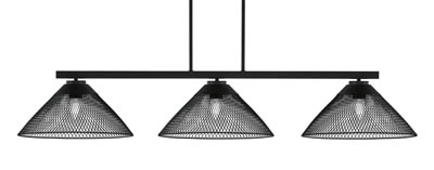 Atlas 3 Light Bar In Matte Black Finish With 14" Matte Black Cone Mesh Metal Shades
