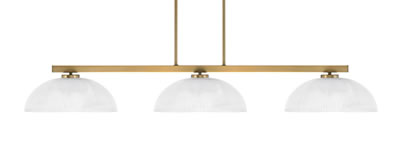 Atlas 3 Light Bar In New Age Brass Finish With 13" Clear Ribbed Glass