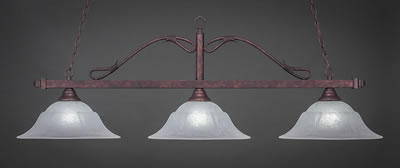 Scroll 3 Light Bar Shown In Bronze Finish With 16" White Marble Glass